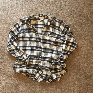 Pale pink and navy flannel